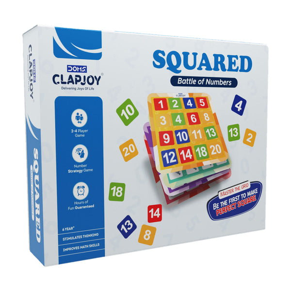 Clapjoy Squared Battle of Numbers: A Strategic Number Game for 2-4 Players for Kids & Adults
