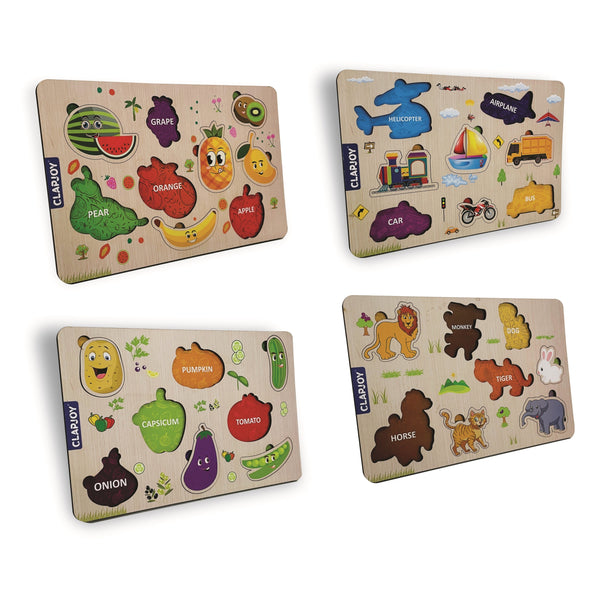 Clapjoy Wooden Learning Educational Board for Kids, Puzzle Toys for 2+ Years