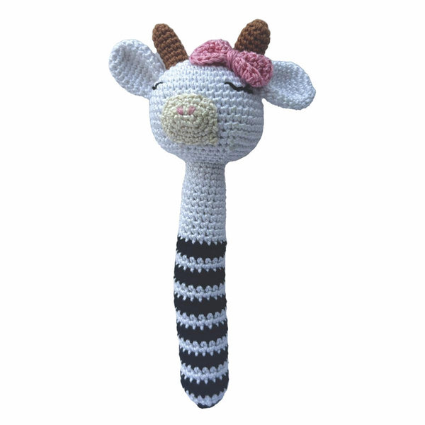 Baby Rattle 0-6 Months Montessori Sensory Toys for Babies (Cow Long Rattle)