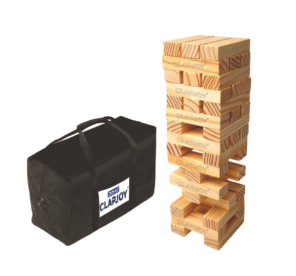 Jumbo Slido Tumbling Tower Game - 54 Premium Pine Wood Blocks with Storage Bag, Stacks Over 4 Feet Tall