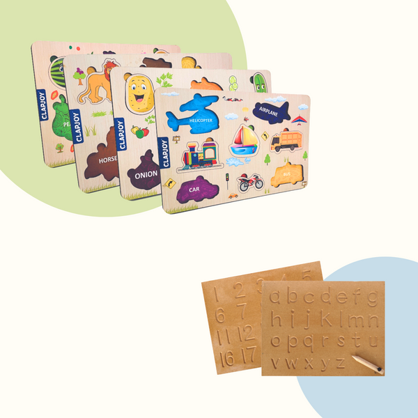 Learning and Tracing Educational Wooden Board Combo