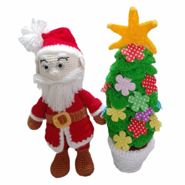 Crochet Handmade Christmas Tree and Santa Claus Combo