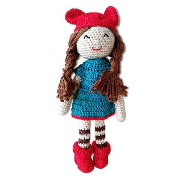Clapjoy Soft Hand Knitted Cotton Thread Doll | Crochet Handmade Toys| Child Safe | for Babies 6 Months to 13 Years