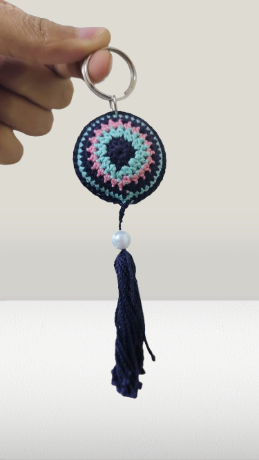 Clapjoy Handmade Evil Eye Crochet Key Ring – Stylish & Durable Keychain Accessory