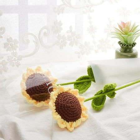 Handcrafted Crochet Sunflower – Artificial Flower for Home Decor & Gifting on Special Occasions, Single Sunflower