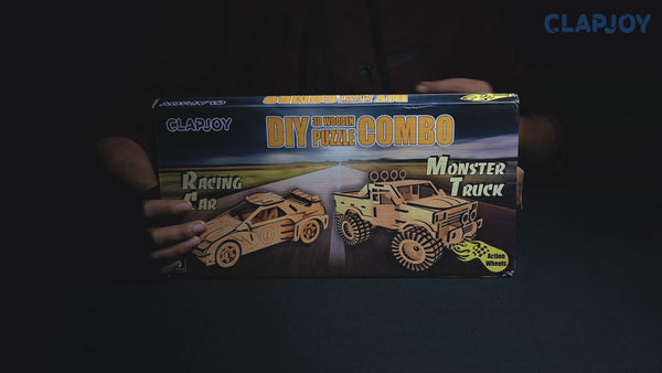 Clapjoy Racing Car and Truck Combo 3D Wooden Puzzle Combo