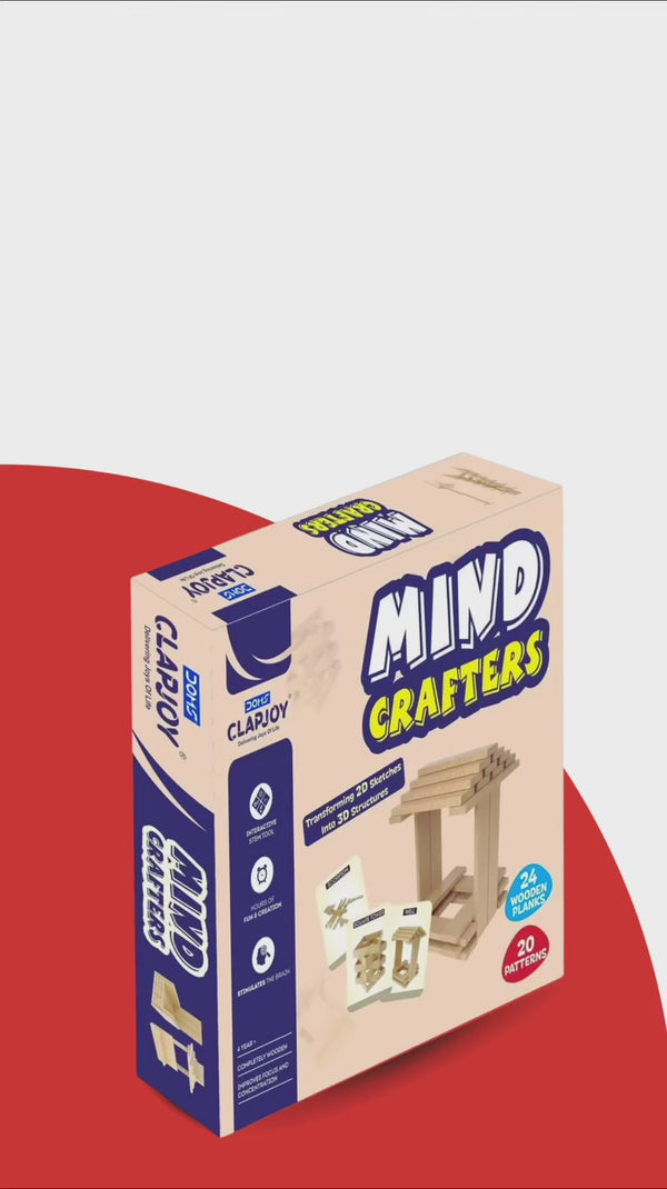 Mind Crafters Wooden Building Planks | 24 Wooden Planks with 20 Unique Design Patterns for kids 5+ years
