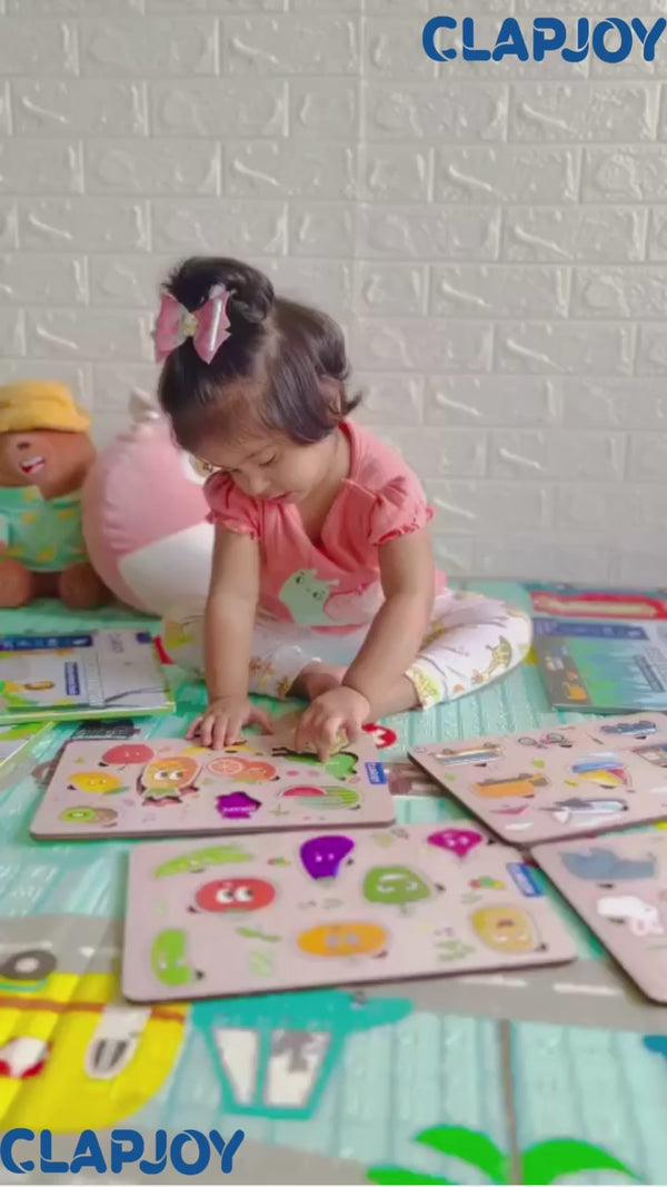 Clapjoy Wooden Learning Educational Board for Kids (Combo of 4)  for 2+ Years kids