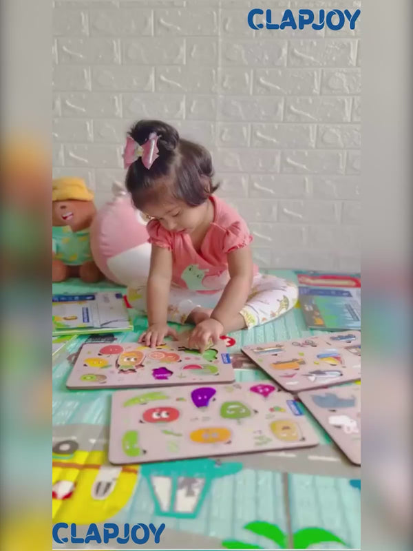 Clapjoy Wooden Learning Educational Board for Kids (Combo of 4)  for 2+ Years kids