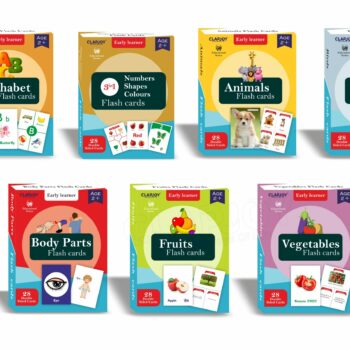 clapjoy Double Sided Flash Cards for Kids 2-6 Years (448 Cards 900+ Activities) (set of 7 Flash Cards)